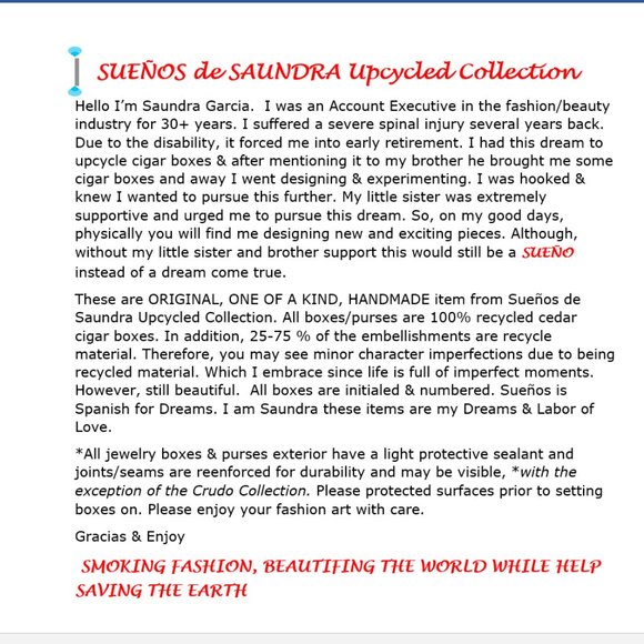 Original Suenos de Saundra Upcycled La Imperiosa Cigar Box Purse "SHINING STAR" - Picture 8 of 15